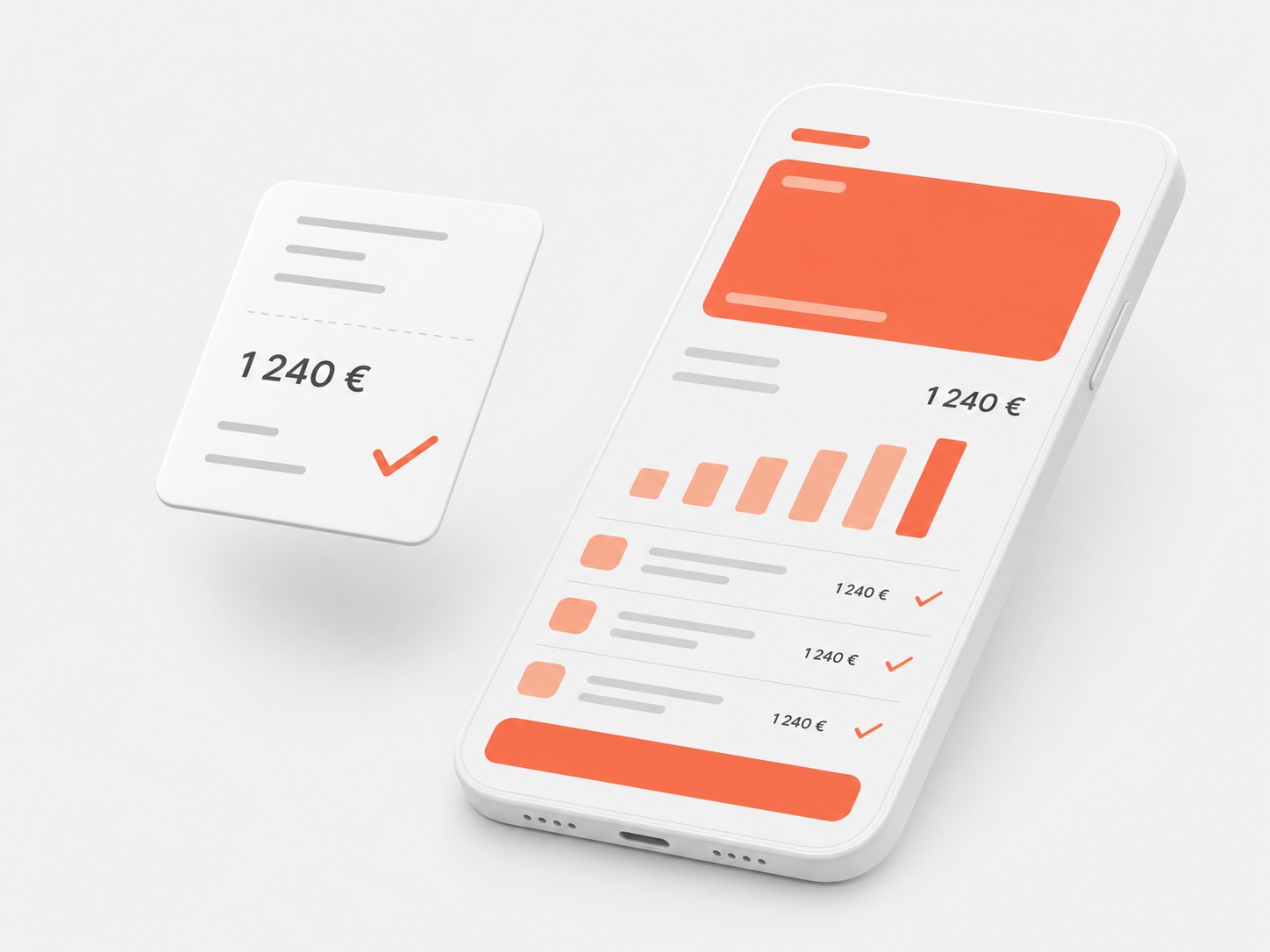 Vue mobile Atelios du suivi financier avec des montants de documents et de paiements