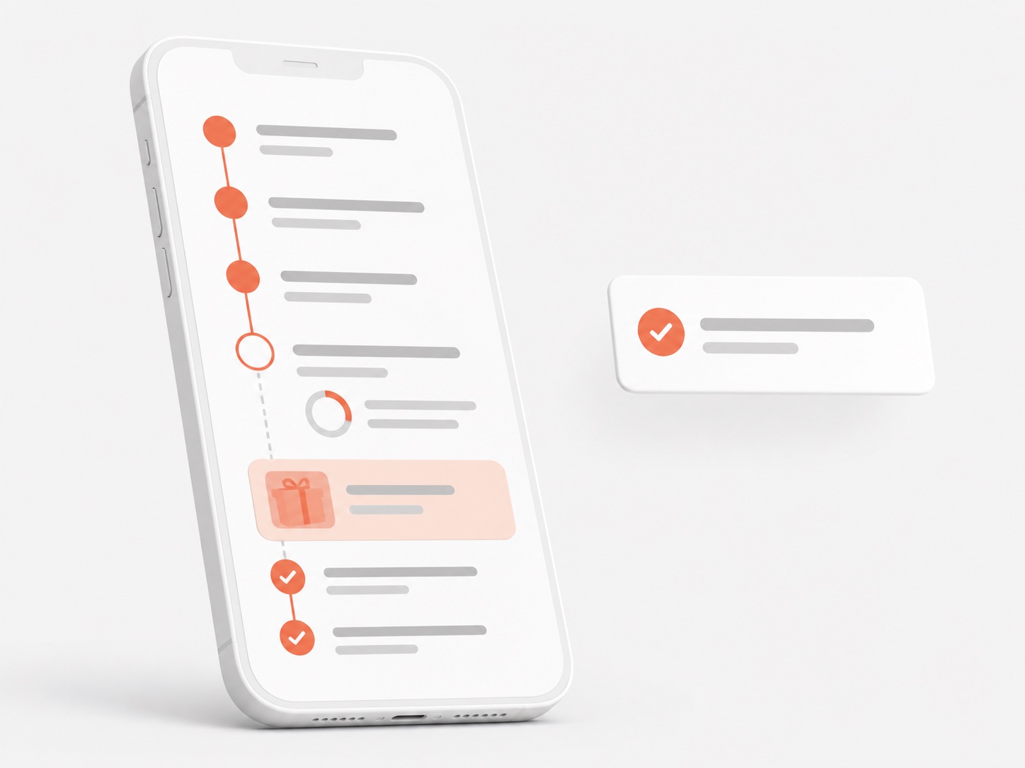 Vue mobile Atelios d’une chronologie de suivi avec actions et étapes successives